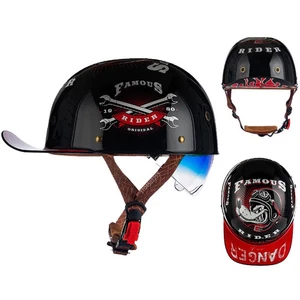 Casco de motocicleta aprobado por el DOT con lentes azules medio casco hombres mujeres sombrero de pato - Imagen 1 de 36