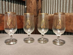 Antique Vintage Coors Gold Logo & Trim Glasses Collector Set (4) Golden Colorado - Picture 1 of 12