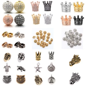 Dijes espaciadores de cuentas de corona búho hágalo usted mismo pulseras joyería hechas a mano - Imagen 1 de 123