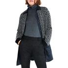 Nic Zoe Womens Black Mixed Media Collared Quilted Coat Outerwear M BHFO 7339