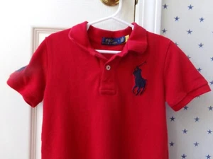 RALPH LAUREN BIG PONY POLO Shirt Boys 5 Colorful Red Blue Size 5 $55 Mesh Logo - Picture 1 of 19