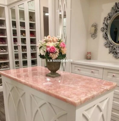 Pink Rose Quartz Dining Table, Rose Quartz Coffee Table, Rose Quartz Counter Top - Image 1 of 4