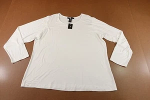 Ashley Stewart Womens Size 22/24 White Long Sleeve Round Neck Pullover Top NWT - Picture 1 of 8