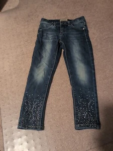Squeeze Denim Jeans Girls Size 6 Jeweled & Sequined Pockets Western Hearts Stars - Picture 1 of 3