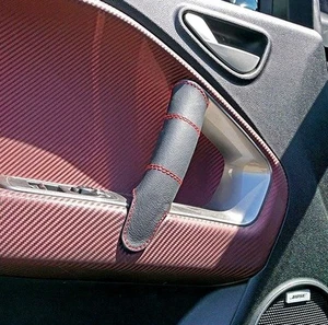 RIVESTIMENTO MANIGLIE INTERNE x ALFA ROMEO MITO in VERA PELLE NERA Made In Italy - Imagen 1 de 1