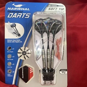 NARWHAL Tournament DARTS - Punta Suave 18g con Estuche Ejes EXTRA Vuelos - Nuevo - Imagen 1 de 2