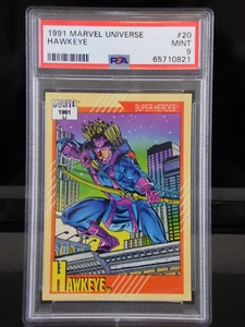 1991 IMPEL MARVEL UNIVERSE SERIES 2 HAWKEYE #20 TRADING CARD PSA 9 MINT LOW POP - Picture 1 of 7