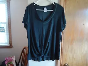 NWT No Boundaries Tie Front V Neck T-Shirt Juniors Size XXXL (21) Black - Picture 1 of 8