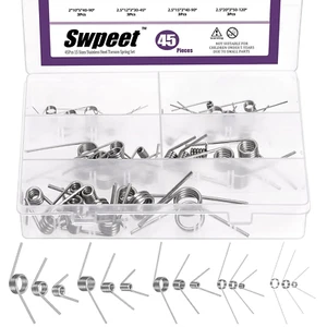 45Pcs 15 Sizes 45/90/120 Degree Stainless Steel Torsional Springs Assortment Kit - Picture 1 of 12