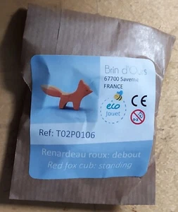 brin d'ours figurine bois renardeau roux debout