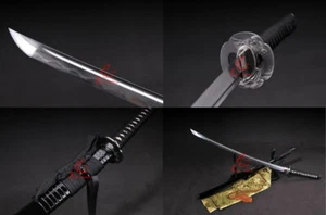  40.6" Hecho a mano Full Tang Buda tsuba katana espada doblada acero arcilla templado - Imagen 1 de 12