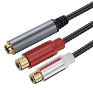 Dual RCA Female to 6.35mm Female Amplifier Audio Extension Cable Y Splitter - Picture 1 of 9