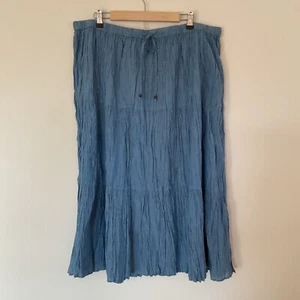 WHITE STAG Chambray Blue Tiered Crinkle Maxi Skirt Sz XXL Western Y2K Cottage - Picture 1 of 9