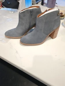 Lucky Brand Pellyon Western Bootie Sz 8.5 Slate Gray Blue Suede  Block Heel NWOB - Picture 1 of 7