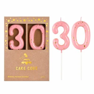 2.76 Inch Classical Pink Gold 30 Number Birthday Candles Gold Number Candles Cak - Picture 1 of 6