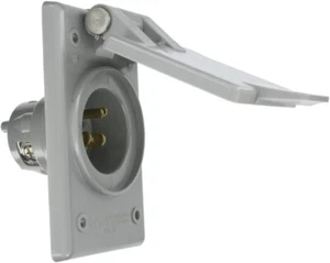 Leviton 5278-CWP Straight Blade Flanged Male Power Inlet Receptacle, 15 A, 125 V - Picture 1 of 1