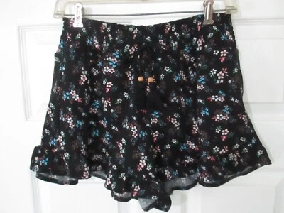 No Boundaries Small (3-5) Blue Floral Flowy Stretch Ruffled Tasseled Shorts - Image 1 of 4