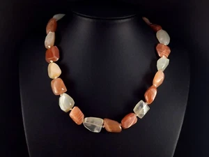 Stone Chain Silver 925 Agate - Earth Colors Clear - Elegant  - Picture 1 of 7