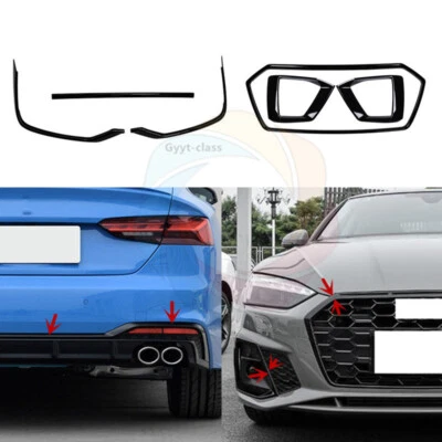 For Audi A5 S5 2020-2024 Glossy Black Surface Front+Rear Bumper Cover Trim - Изображение 1 из 4