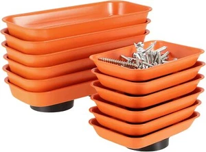 JEUIHAU 12 Packs Magnetic Tray, Stainless Steel Magnetic Parts Tray, Orange Magn - Picture 1 of 6