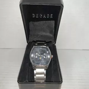 ⌚Reloj Década Hombre Acero Inoxidable Plateado Agua Re Imitación Subesferas Gris Cuarzo⌚ - Imagen 1 de 9