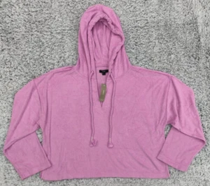 NWT J Crew Sweatshirt Towel Terry V-neck Womens Light Purple Hoodie Sz L - Picture 1 of 10