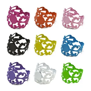 5/10pcs COLOUR Coated Adjustable FILIGREE RING Base Blank Wrap Jewelry Findings - Picture 1 of 1