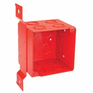 Box of 10 4" Square 3.5" Extra Deep Junction Box Red Vertical Bracket 52181-FRED - Picture 1 of 1