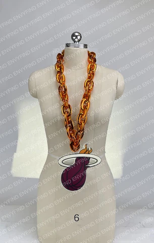 New NBA MIAMI HEAT Gameday Tailgate Orange Fan Chain FanChain Necklace Cover
