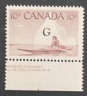 Canadian Stamp, Scott O39 10c Inuk & Kayak 1953 Plate #4 VF/XF M/NH