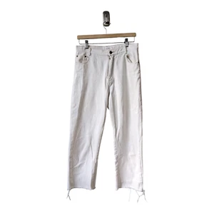Girl and the Sun Size Large Straight Leg Jeans White Cotton Frayed Hem Pockets - Picture 1 of 9