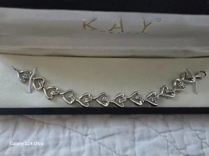 KAY JEWELERS Sterlingsilber 925 wirbelnder Diamant Herz 1/10 ctw Armband 7,5" - Bild 1 von 12
