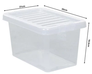 7L Wham Kristallklar Kunststoff Aufbewahrungsbehälter Boxen mit sicherem Clip-on-Deckel PE - Bild 1 von 12