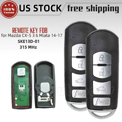 2 New For 2014-2018 Mazda 6 3 Smart Key Prox 4Buttons with Trunk WAZSKE13D01 - Image 1 of 3
