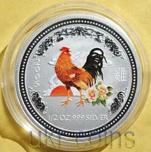 2005 Australia Year of the Rooster 1/2 Oz Lunar I Silver Color Coin BU 50 cents - Picture 1 of 5