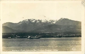 VICTORIA FERRY LEAVING PORT ANGELES WASHINGTON VINTAGE REAL PHOTO POSTCARD - Picture 1 of 1