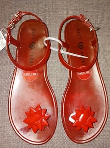 Katy Perry Geli Jelly Rojo REGALO LAZO Correa Plana Tobillo SANDALIA, Talla 8/38 Nuevo - Imagen 1 de 5