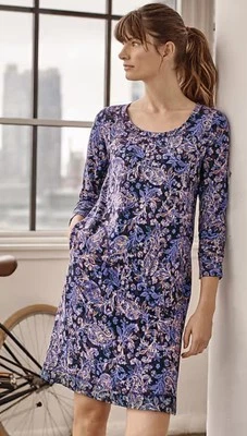 Vestido informal J. Jill Fit Elevate Terry Costuras Nuevo con etiquetas $99 Talla M Azul Marino Cachemira Foto 1 de 4