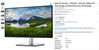 Dell P2422H 24'' 1080p Full HD IPS LED Monitor - Image 1 of 4