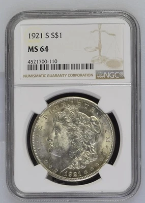 1921 S Morgan Silver Dollar NGC MS-64 - Image 1 of 2