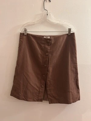 Mayle Talla 10 Marrón Claro Botón Frontal Algodón (?)  Falda # 7129 Foto 1 de 4