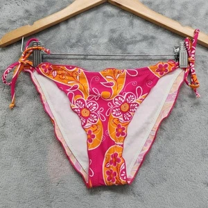 NEW Beach Joy Swim Bottoms Womens Size S Pink Orange Floral Tie Side Bikini  - Picture 1 of 9