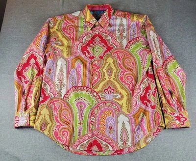 Robert Graham Shirt Mens 2XL Multicolor Paisley Button Up Flip Cuff Silk Trim - Image 1 of 4