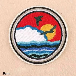 Sunset Scene Embroidered Iron On Patch 3.25" x 3.25" PB3 - Picture 1 of 2
