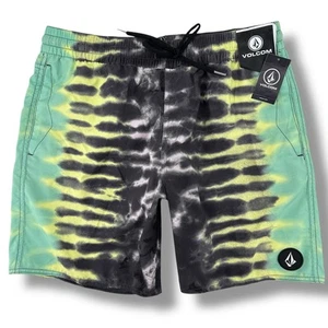 Volcom Tie Dye Polly Pack Swim Trunk 17" Mens Size Large Green Black - Picture 1 of 7