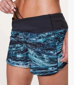 Pantalones Cortos Lululemon Speed Up Talla 4 2.5" Entrepierna Costas Multi Azul y Negro - Imagen 1 de 5