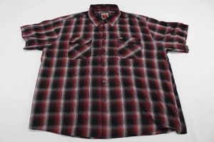 Camisa Dixxon Franelas Para Hombres 4XL Corte Superior Negra Roja Manga Corta Abotonada - Imagen 1 de 7