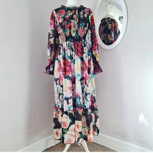 FEIINVAN Size M UK 10 12 Floral Print Maxi Dress - Picture 1 of 11
