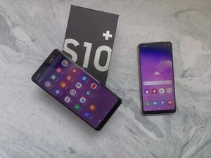 98%Ne w Samsung Galaxy S10+ 8GB RAM 128 GB-6.4” Prism White/ Black (Unlocked) - Picture 1 of 9