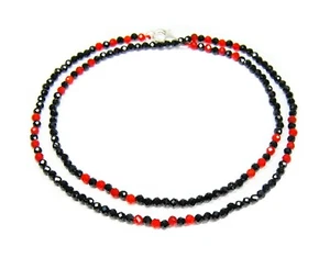 Women's Necklace Spinel With Spacer Beads From Rhodolite Garnet 925 Silver - Picture 1 of 4